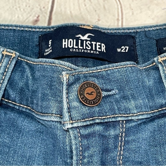 Hollister Shorts High Rise Mom Size 5 Waist 27 Blue Denim Cuffed Cut Off - Picture 4 of 9